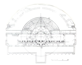 Diagrama de Vitrubio sobre el teatro de Segóbriga.